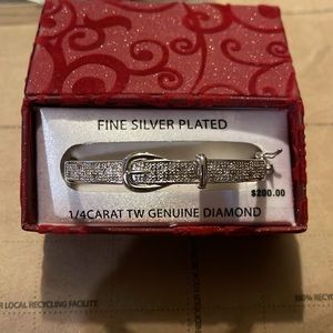 Silver Diamond bangle bracelet 1/4 genuine diamond